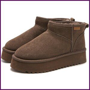 Platform Suede Ankle Boots with Memory Foam, Winter Snow Boots for Women